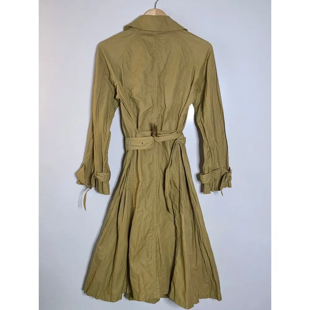 Emanuel Ungaro long line asymmetrical yellow/Green Trench Coat Size 6 - Picture 2 of 14